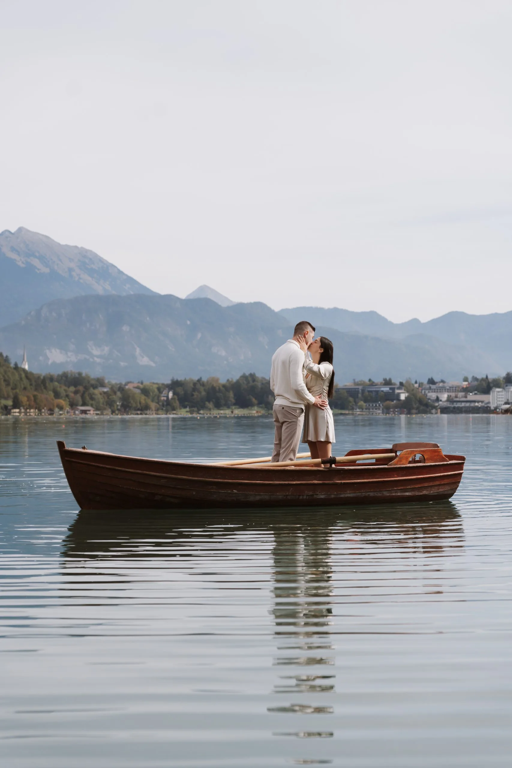 Natural engagement photography after a Lake Bled proposal in Slovenia