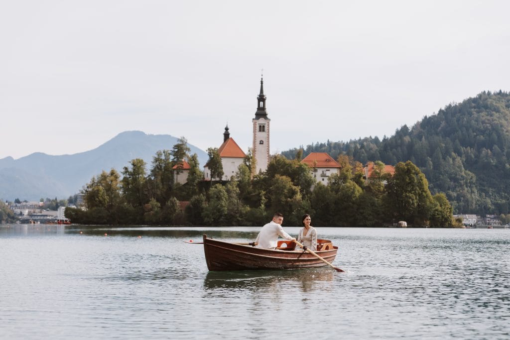 "Engagement photos at Bled, Slovenia – Capturing love by the water"