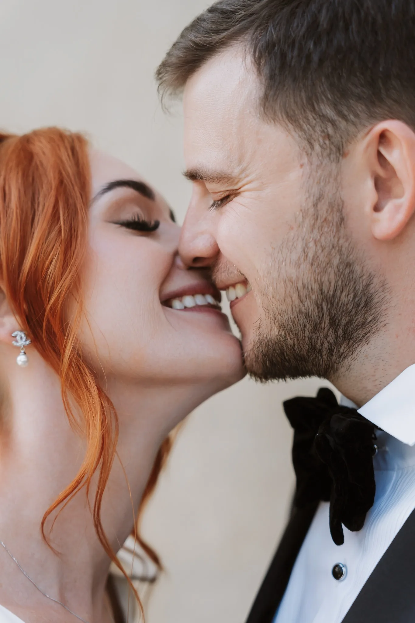 Intimate portrait of newlyweds during their Lake Bled wedding